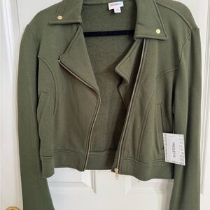 LuLaRoe Olive Utility Jacket with Gold Accents